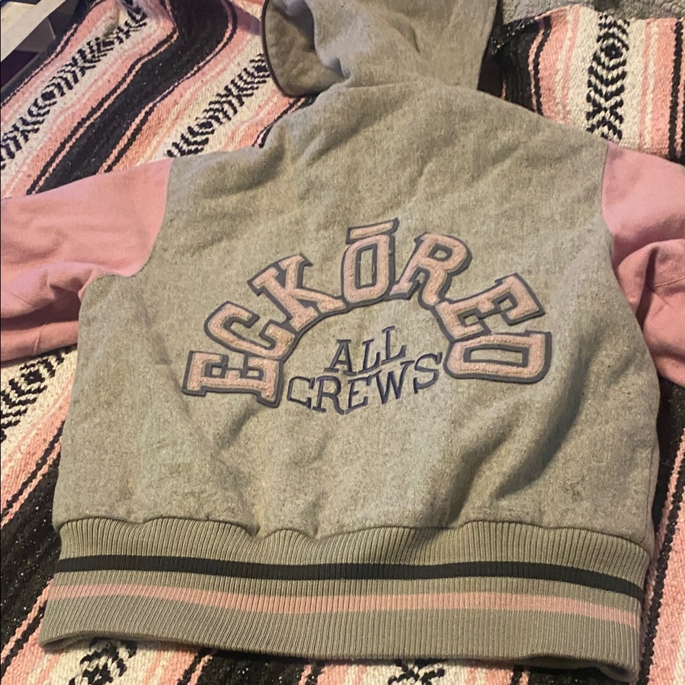 Gray and Pink Varsity Jacket - Picture 5 of 10